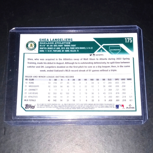 Shea Langeleirs Rookie Card Base Topps Chrome 2023 #175 - Picture 2 of 2